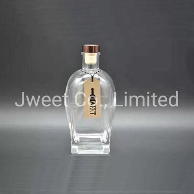 700ml Embossed Round Shape Flint Whiskey Spirit Glass Bottle