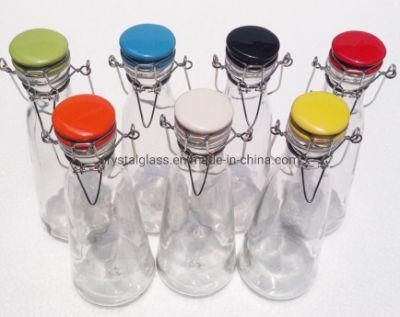 500ml 1000ml Transparent Empty Cone Shape Glass Bottle Fresh Milk Drinks with Swing Top