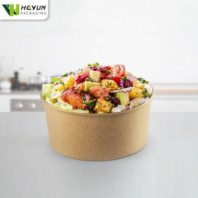 Biodegradable Disposable Take out Kraft Paper Bowl with Pet Lid
