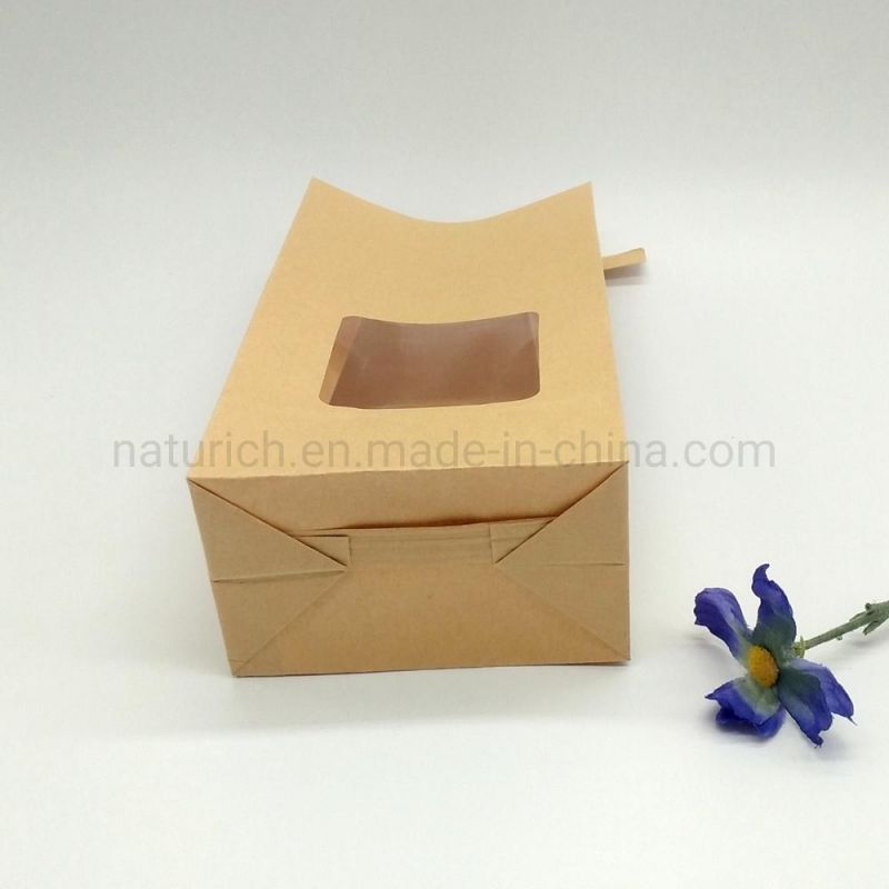 Stock Kraft Paper Bag with Clear Window and Tin Tie
