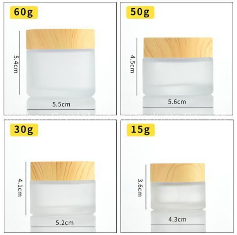 5g 15g 20g 30g 50g 60g Cosmetic Cream Glass Jar with Wood Grain Lid