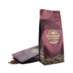 Custom Design Resealable Bag Plastic 500g Coffee Bean Powder Packaging Pouch with Valve Ziplock