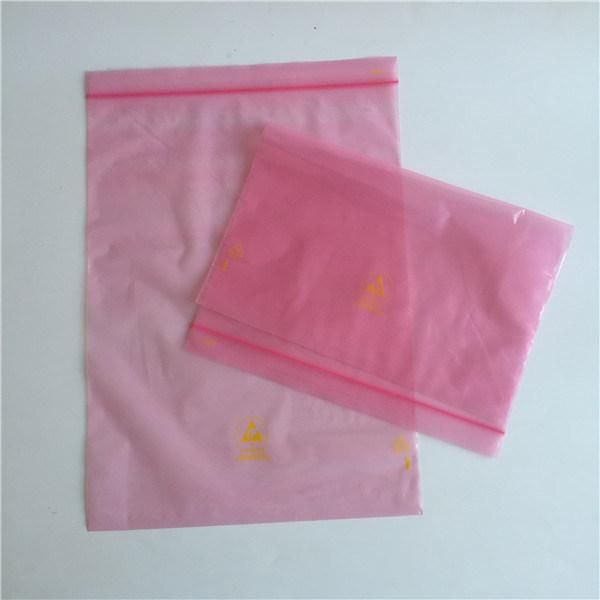 Pink Anti-Static PE Bag Electronic Products Packaging Bag Zipper Top