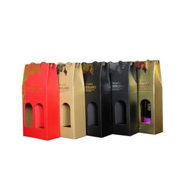 Kraft Corrugated Wine Glass Gift Packaging Box for 2 Bottle