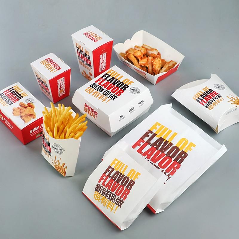 Clamshell Disposable Kraft Paper Food Grade Takeaway Packing Burger Box