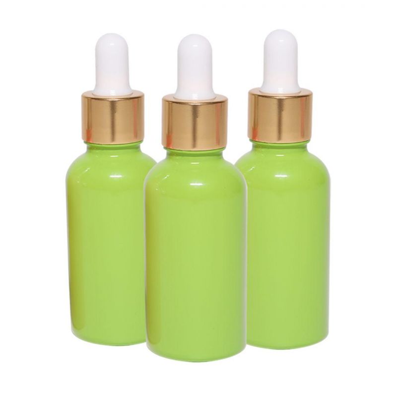 Spray Painting Customized Green 30ml Dropper Glass Bottle for Kinds of Face Serum Oils