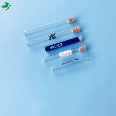 Flat Round Bottom Pre Roll Glass Tube with Cork Lid for Bath Salt Storage