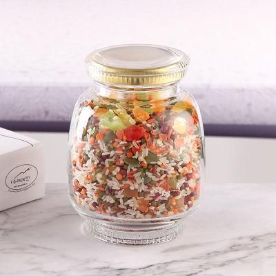 Round Glass Packing Food Jar with Lid Jar