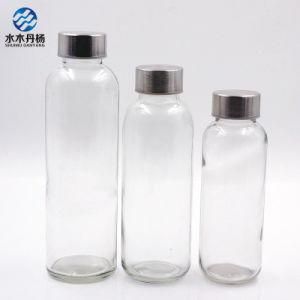 Stock Silver Metal Cap 300ml 400ml 500ml Water Bottle Beverage Glass Bottle