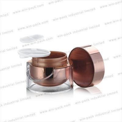 Winpack Empty Luxury Cream Acrylic Jar 100g with Shiny Silver Aluminum Cap