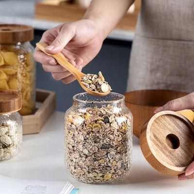 350ml Glass Food Storage Jar with Wooden Lid
