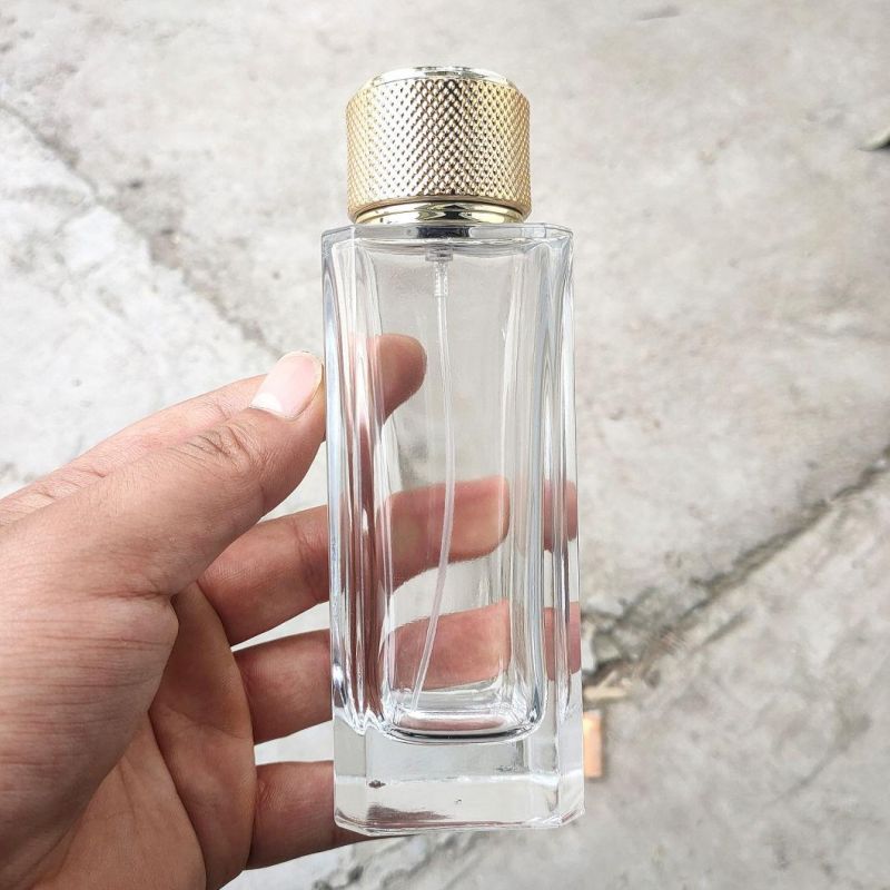 120ml Glass Mist Spray Bottle Clear Refillable Emulsion Lotion Pump Bottle Gold Water Cap