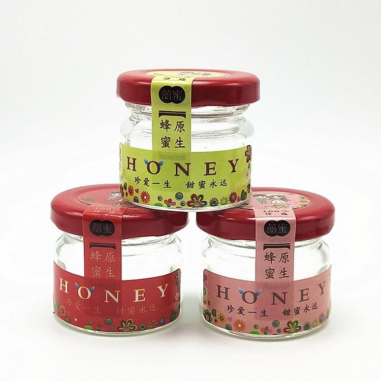 Sticker Label Mini Small 25ml 30ml 1 Oz Cylinder Round Empty Honey Food Jam Glass Jar for Wedding