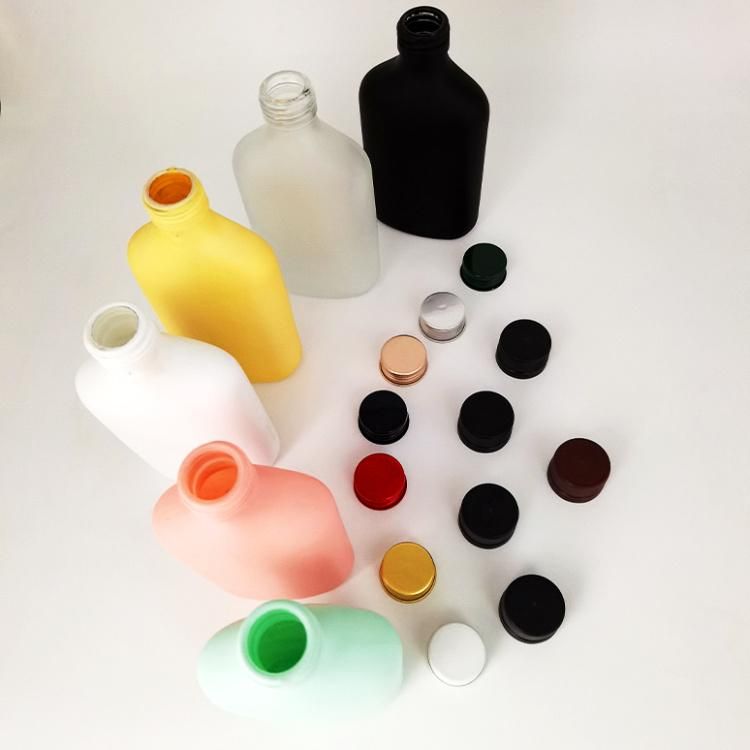 Wholesale 200ml Hip Flat Flask Glass Liquor Bottle with Aluminium Screw Sealing Cap for Wine Coffee Juice