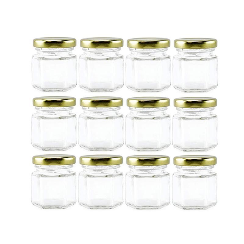 45ml Hexagon Glass Jar with Gold Lid for Wedding Party Favors Shower Favors Baby Foods Honey Canning