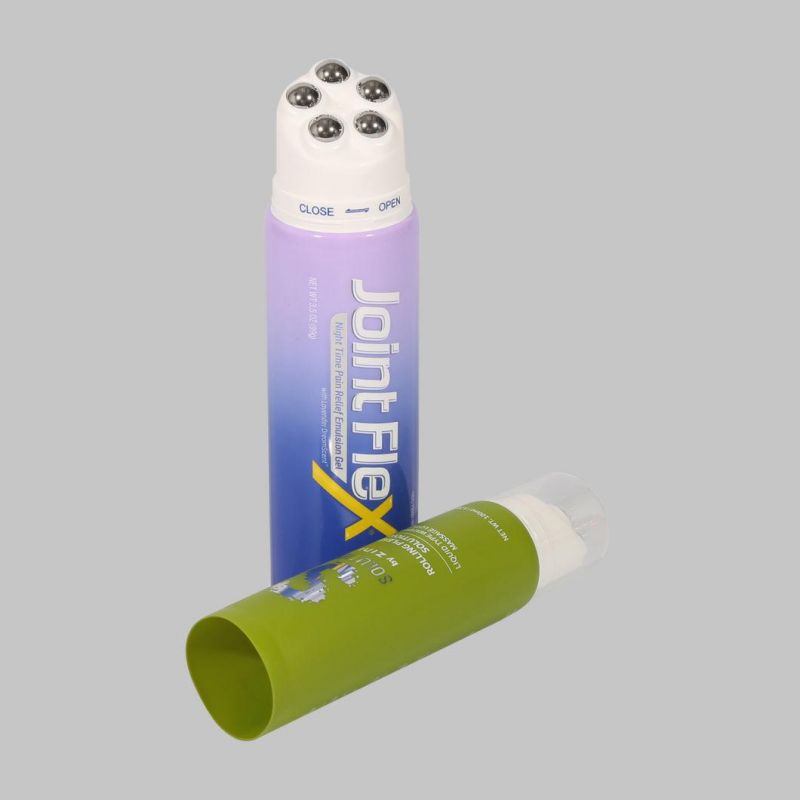 Eco Friendly HDPE Massage Tube with Five Roller Ball Applicator Plastic Tubes