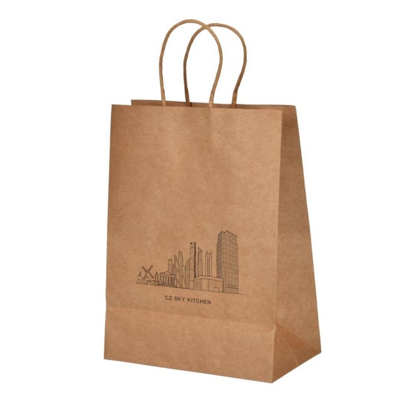 Custom Ribbon Print Logo Food Packing Bag Paper Bag Craft Paper Bag Cosmetic Hand-Carry Packaging Pack