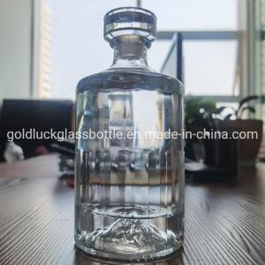 500ml Diamond Round Glass Bottle with Mountain in The Bottom Hill Bottle Glass