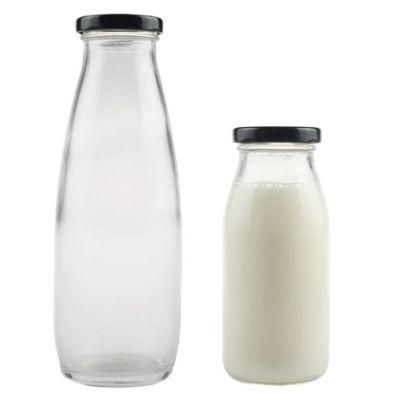 200ml 250ml 500ml 1 Liter Round Empty Fresh Milk or Yogurt Glass Bottle with Metal Caps