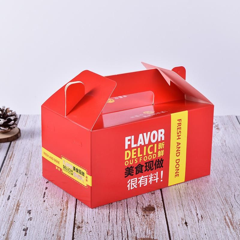 Wholesale Custom Printed Gable Rectangle Coated White Paper Sweet Donut Packaging Box with Handle
