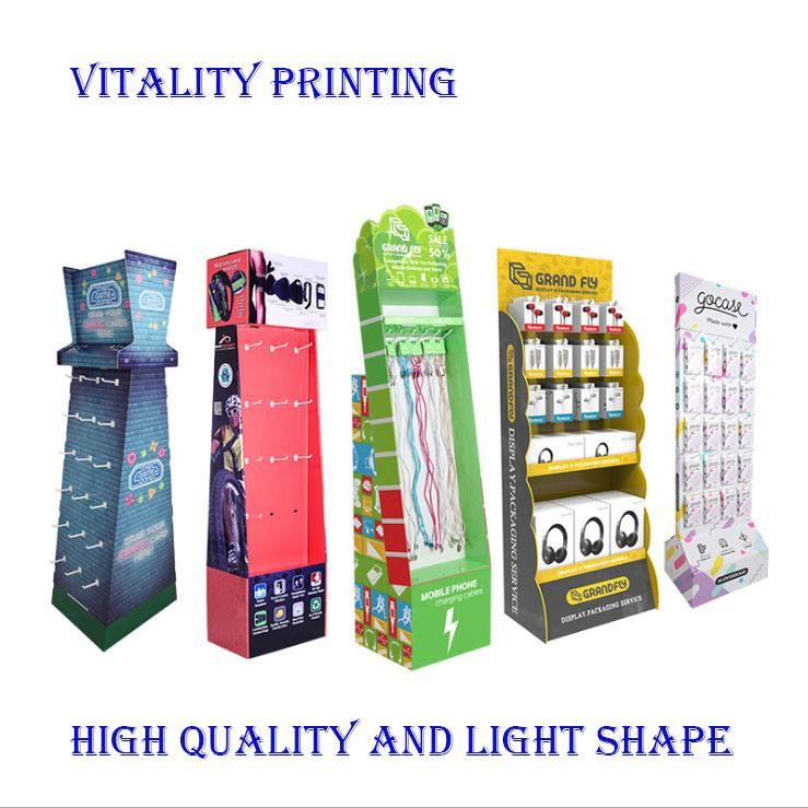Custom Cardboard Promotion Table Coffee Display Stand Paper Rack, Pop-up Cardboard Display Shelf Shipper Display Corrugated Paper Shelf Floor Display for Store