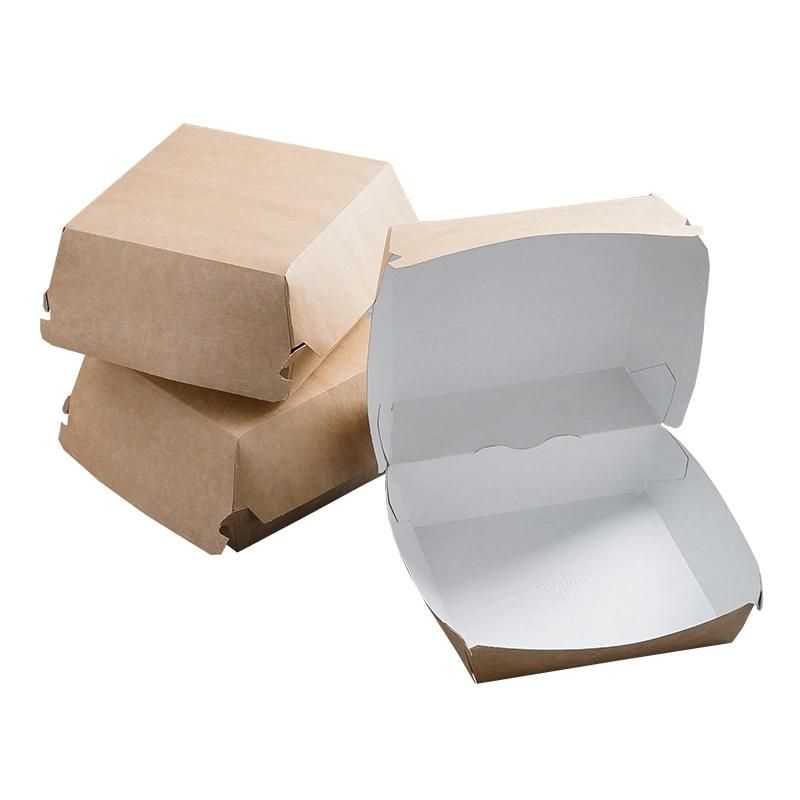 Customized Cardboard Burger Box Fast Food Takeaway Packaging Kraft Paper Hamburger Box