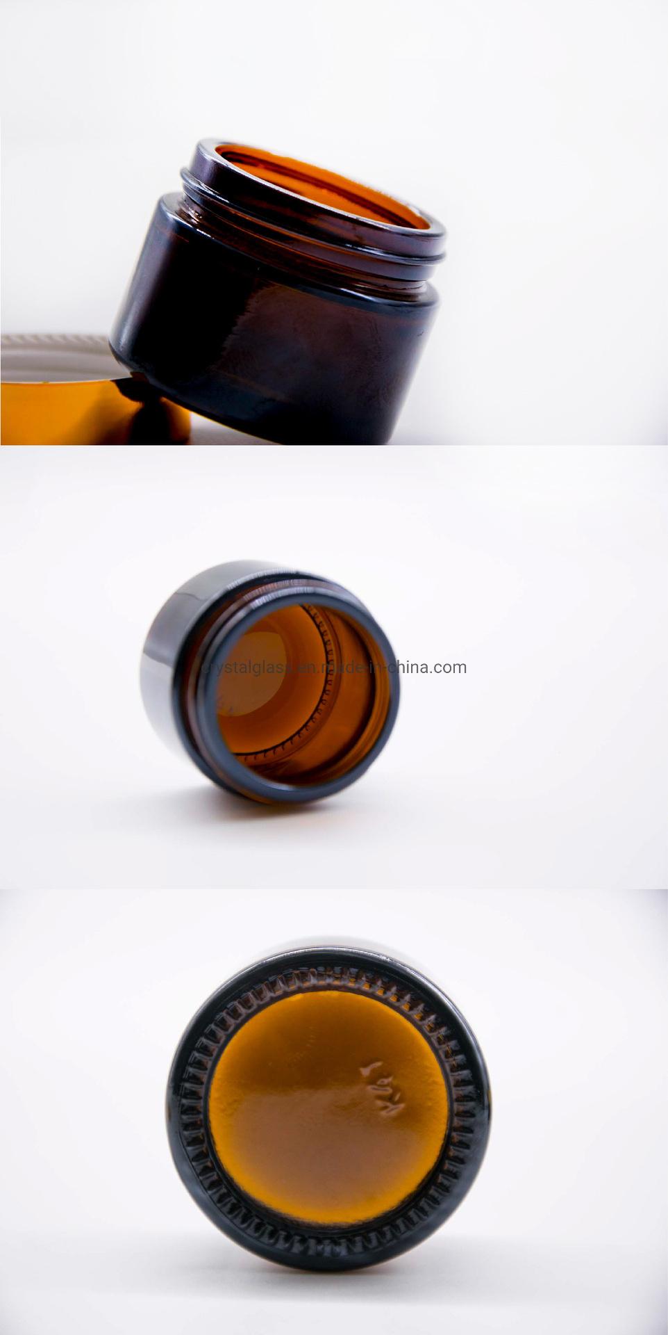 20g 30g Round Amber Cream Jar with Golden and Black Caps