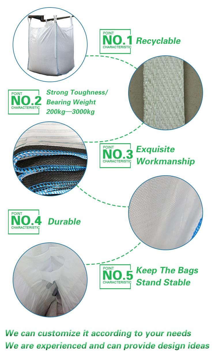 PP Big Breathable Plastic Flour Jumbo Bags 1000kg FIBC Bags Prices