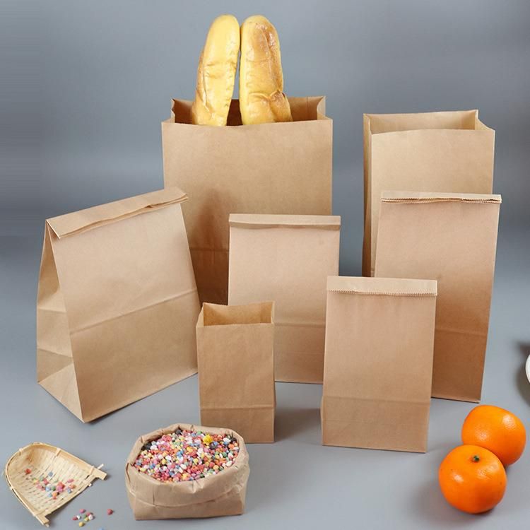 Custom Logo Printed Cheap Eco Recycle Take Away Food Packaging Brown Craft Paper Bag with Handles