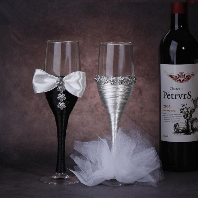 Heat-Resistant Anti-Slip Wedding Bride Groom Wine Goblet Glass Cup Cover