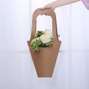 Ins Kraft Paper Portable Bouquet Bag, Flower Bouquet Gift Bag, Simple Bouquet Portable Kraft Paper Bag