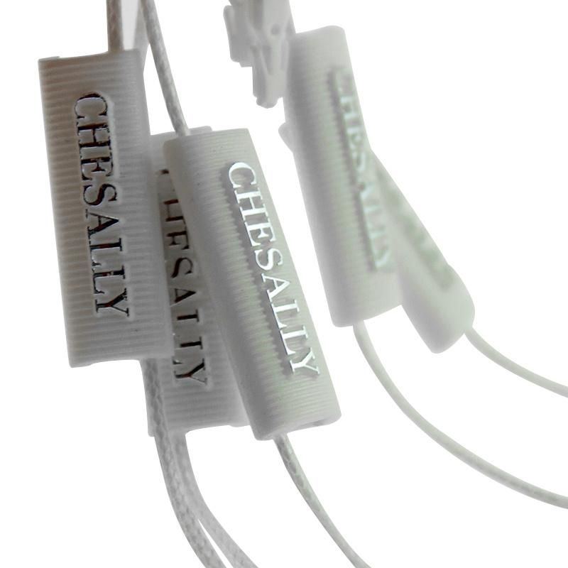 Customized Garment White Stripe Plastic String Seal Tag
