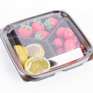 3 Compartment Square Salad Fruit Plastic Box with Lid