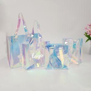 Customized Shopping Bags PVC TPU Durable Holographic Laser Washable Colorful Clear Tote Bag