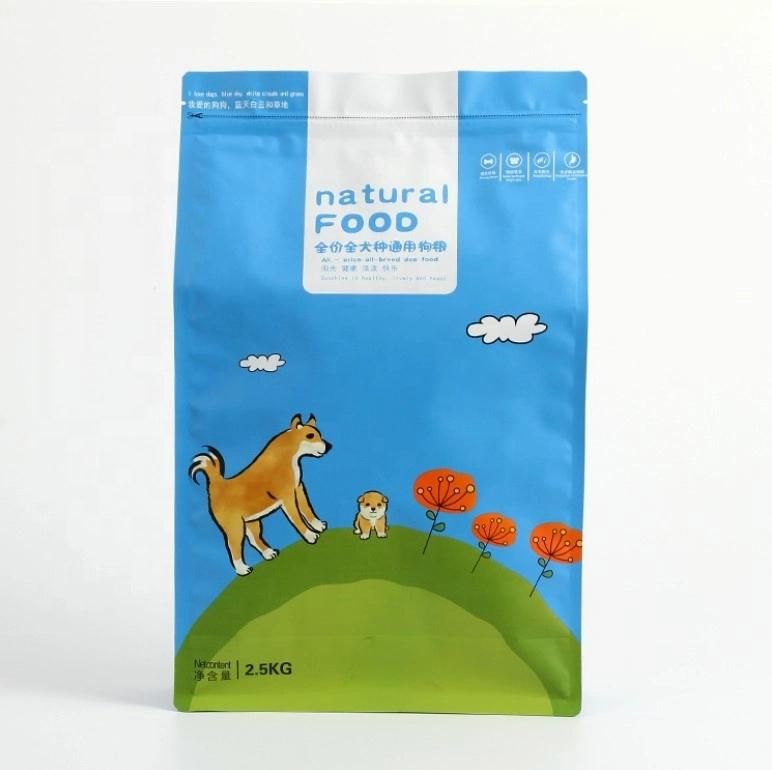 Custom Flat Bottom Stand up Pouch Zip Lock Compound Bag for Cat/Dog Food Packing Plastic Pet Food Packaging Bag