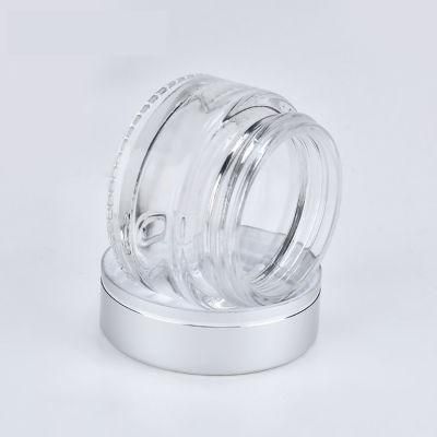 Silver Aluminum Lid Empty Packaging 15g Glass Luxury Cosmetics Beauty Face Cream Jars