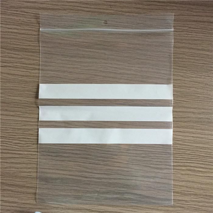 Wholesale Transparent Custom Zipper Bag with 3 White Strips Printing Writable