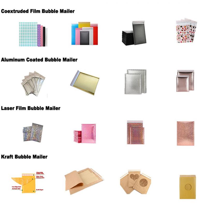 Kraft Mailer Custom Printed Metallic Foil Rose Gold Plastic Envelopes Mailing Padded Poly Bubble Mailer Bag