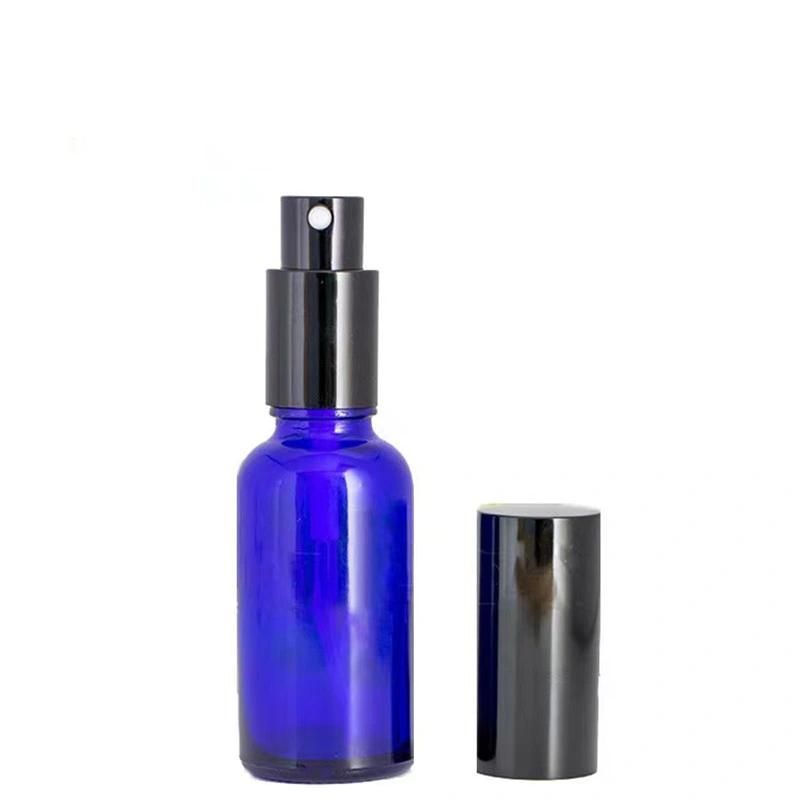 Black Aluminium Spray Cap Blue Essential Oil Glass Bottle Serum Glass Bottle