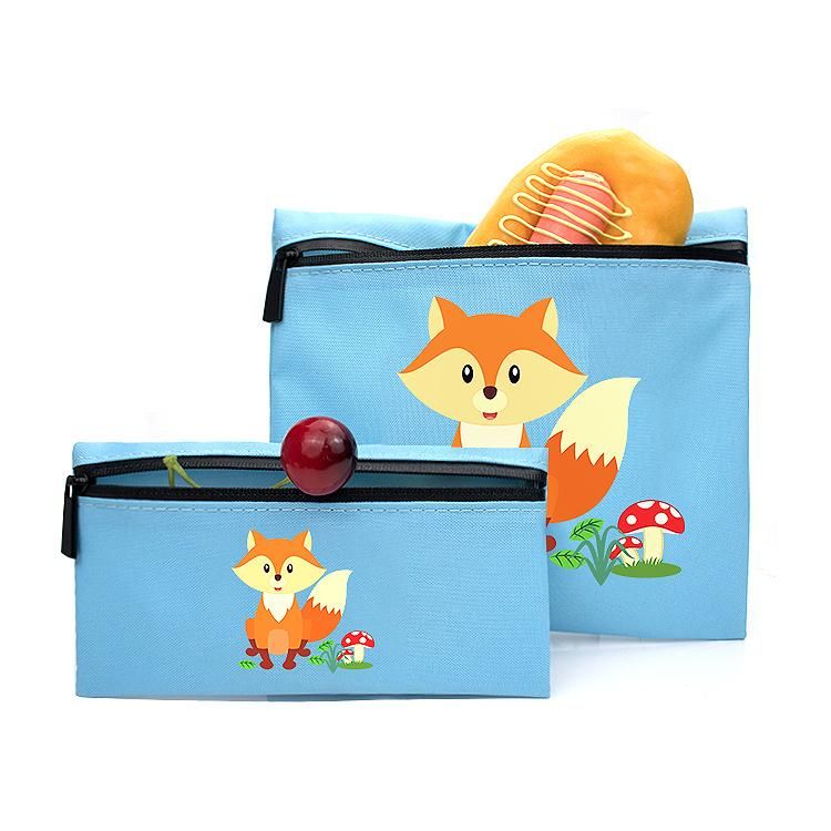 Custom Cartoon Printed Reusable Washable Lunch Snack Set Bags Eco Sandwich Bag