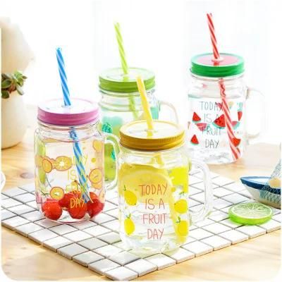 Customized Beverage Drinking Mason Glass Bottle Jar with Handle