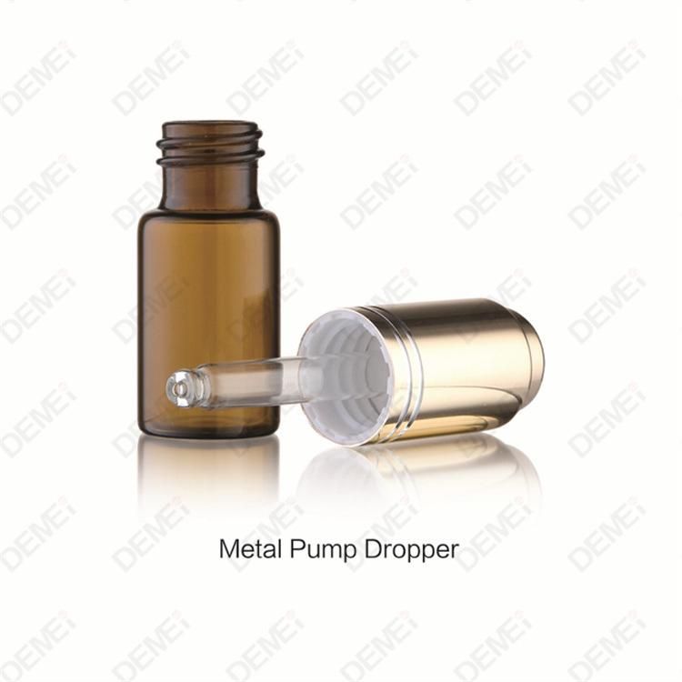 3ml 5ml 7ml 8ml10ml Wholesale Cosmetic Packaging Stright Round Clear and Amber Serum Essential Oil Tube Glass Bottle with Press Button Dropper Cap