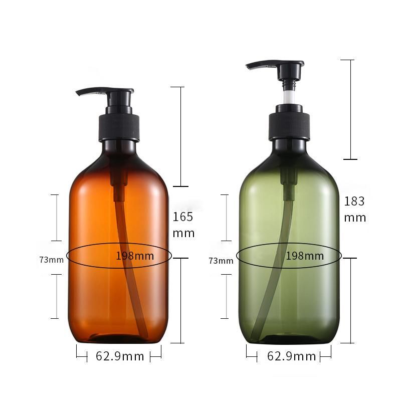 300ml 500ml Wholesale Refillable Shampoo Shower Gel Bottle Bathroom Soap Dispenser Liquid Storage Container Cylindrical Bottles with Pump