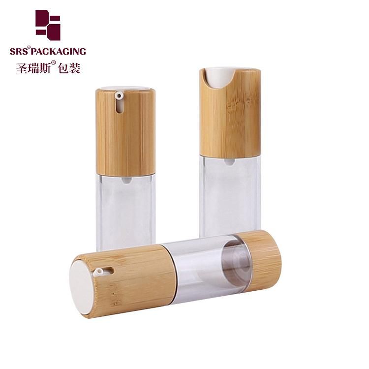 15g 30g 50g 80ml 100ml 120ml Cream Container Eco-friendly Bamboo Wooden Cap Acrylic Frost/Clear Glass Cosmetic Plastic Airless Pump Bottle/Jar