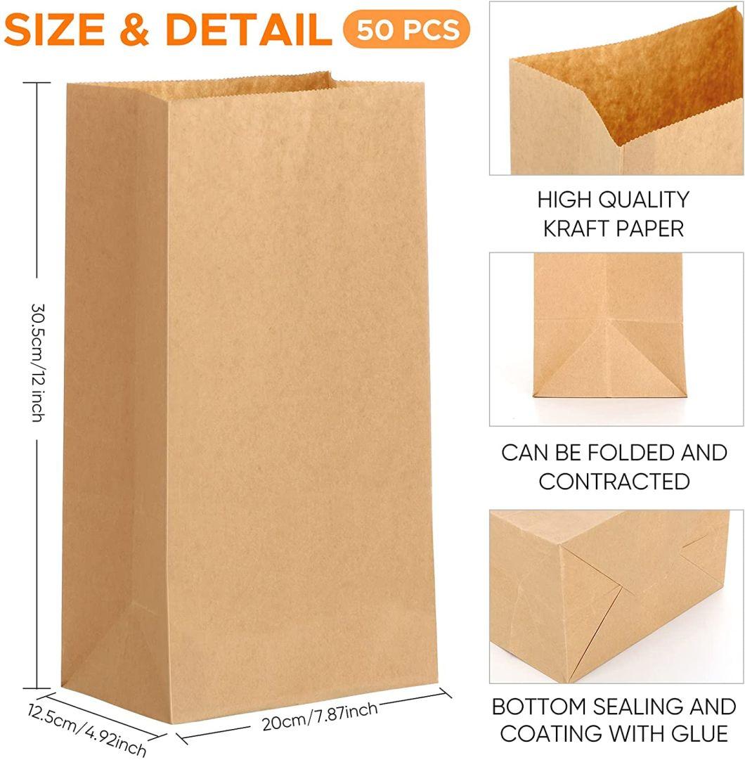 Promotional Custom Reusable Large Brown Kraft Paper Food Packaging Bags