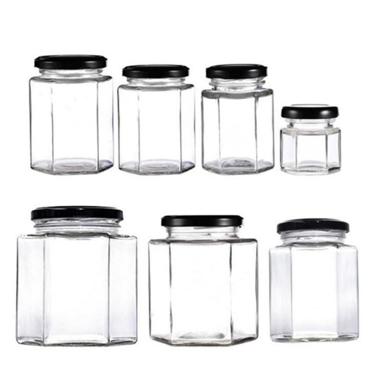 500ml 16 Oz Hexagon Food Storage Glass Jars, Jam Jars, Honey Jars