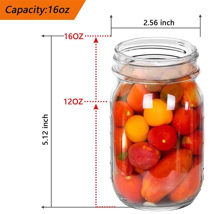 Empty Wide Mouth Food Storage Canning Glass Mason Jars with Metal Lid