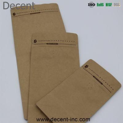 Eco Recycle Compostable Kraft Paper Biodegradable Zip Lock Bottom Gusset Coffee Tea Bag with One Way Valve
