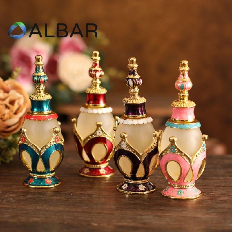 Slim and Sharp Tower Perfume Bottles in Glass Zinc Metal Decorations Frosted