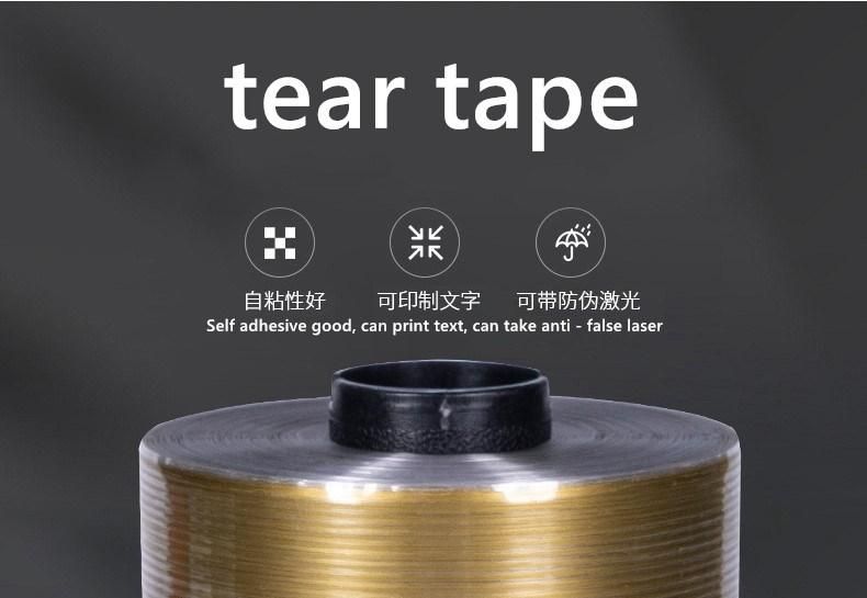 2.5mm Gold Line Metalized Hologram Tear Tape for Cigarette Box Packaging
